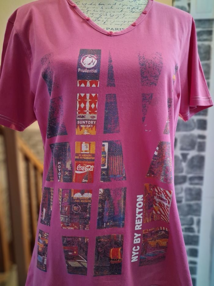 Tee-shirt fuschia imprimé New York - photo numéro 3