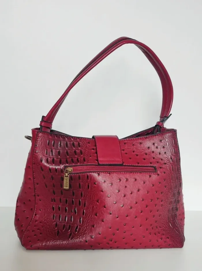Sac effet cuir bordeaux point relief noir / Mandoline - photo numéro 5
