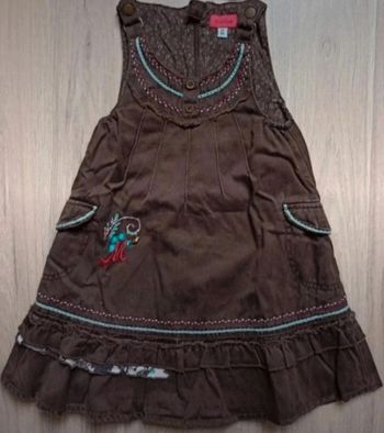 Robe marron fille 3 ans avec broderies  Marèse