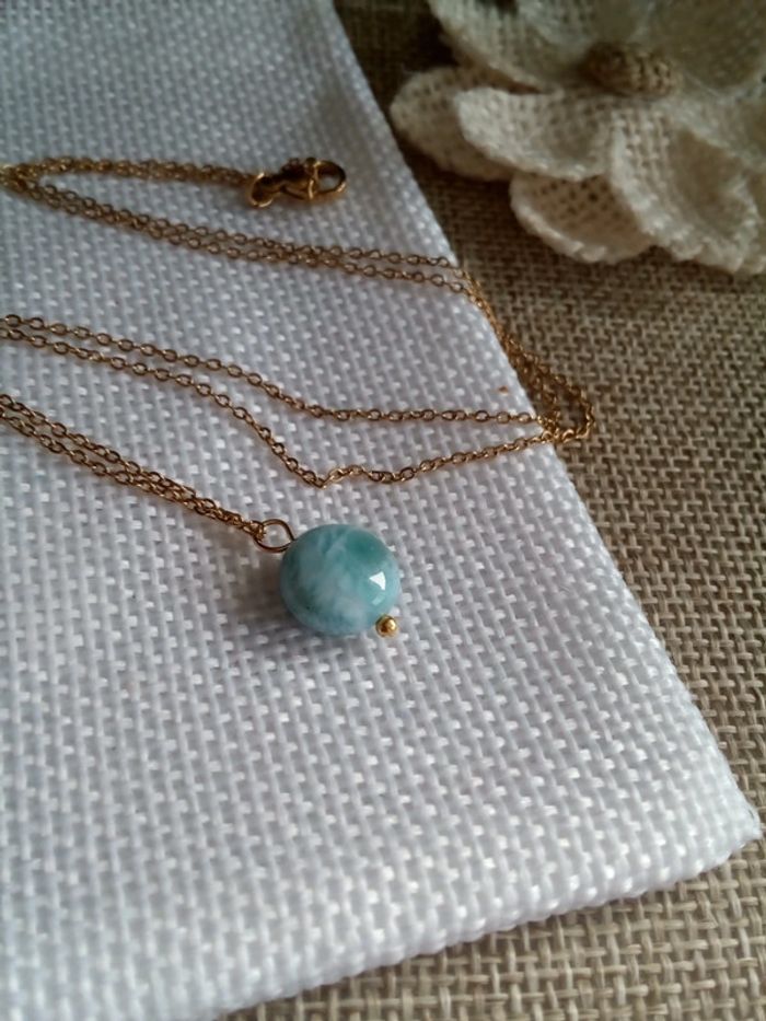Collier pierre naturelle de larimar