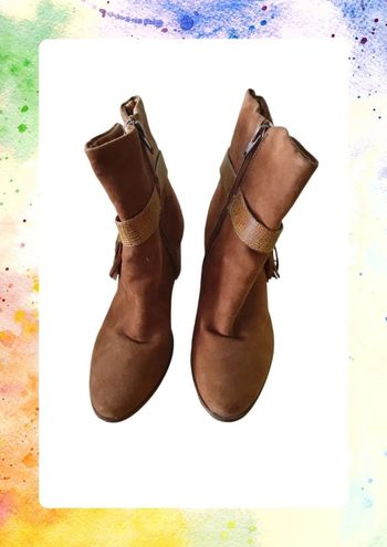 Bottines marron clair taille 36 vintage nubuck