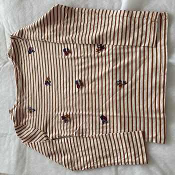 Tee shirt marinière broderie fleurs