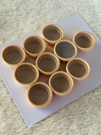 Lot de 10 mini tamis en bois et fer 