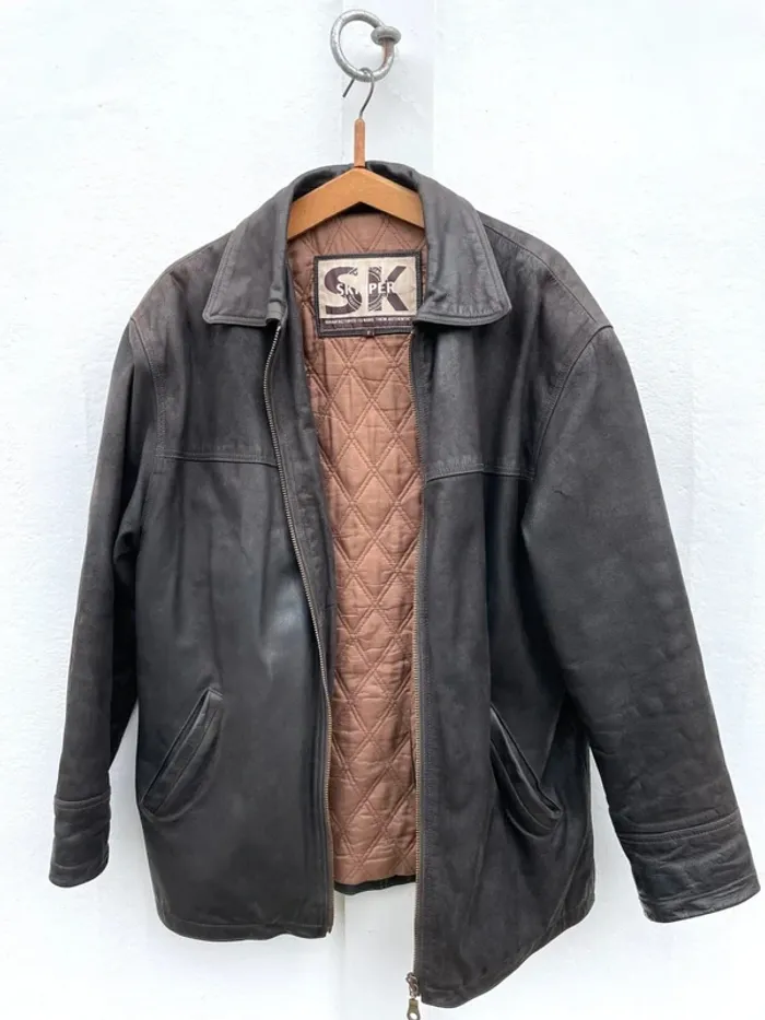 Skipper brown leather jacket veste en cuir marron vintage Mens S