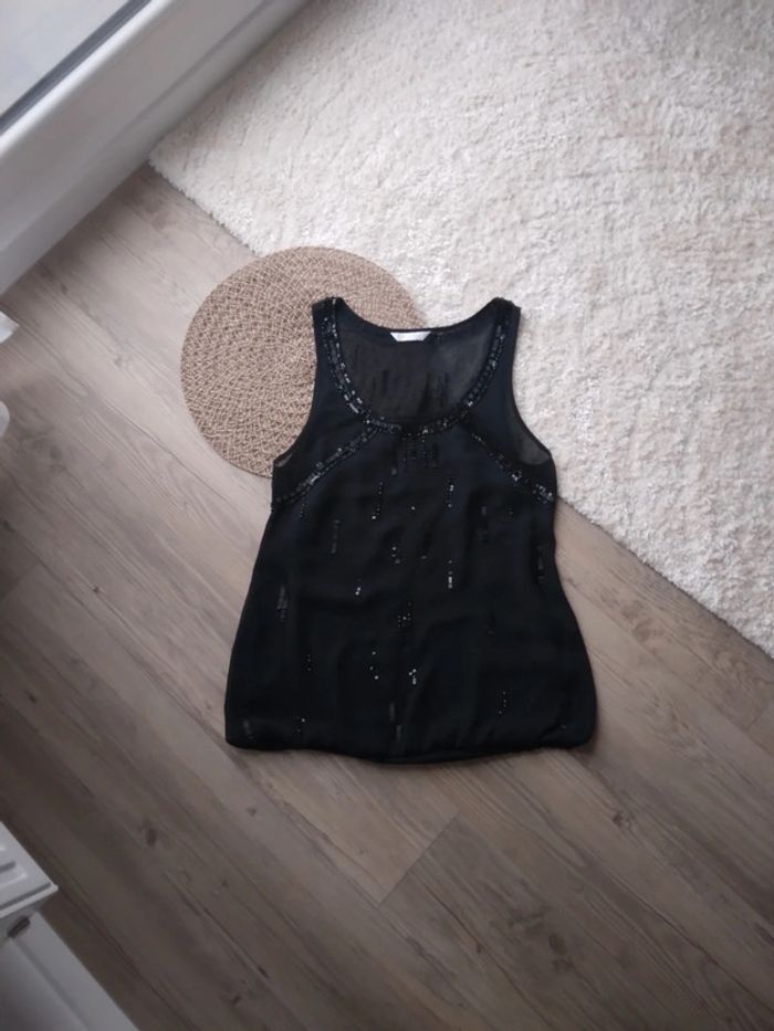 🌸Haut transparent noir avec perles et strass🌸