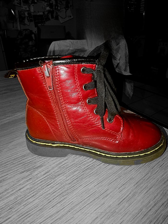 Bottines filles rouges vernies style.doc martens - photo numéro 6