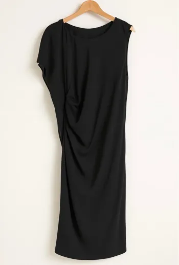 Élégante Robe drapée noire H&M – Taille 42