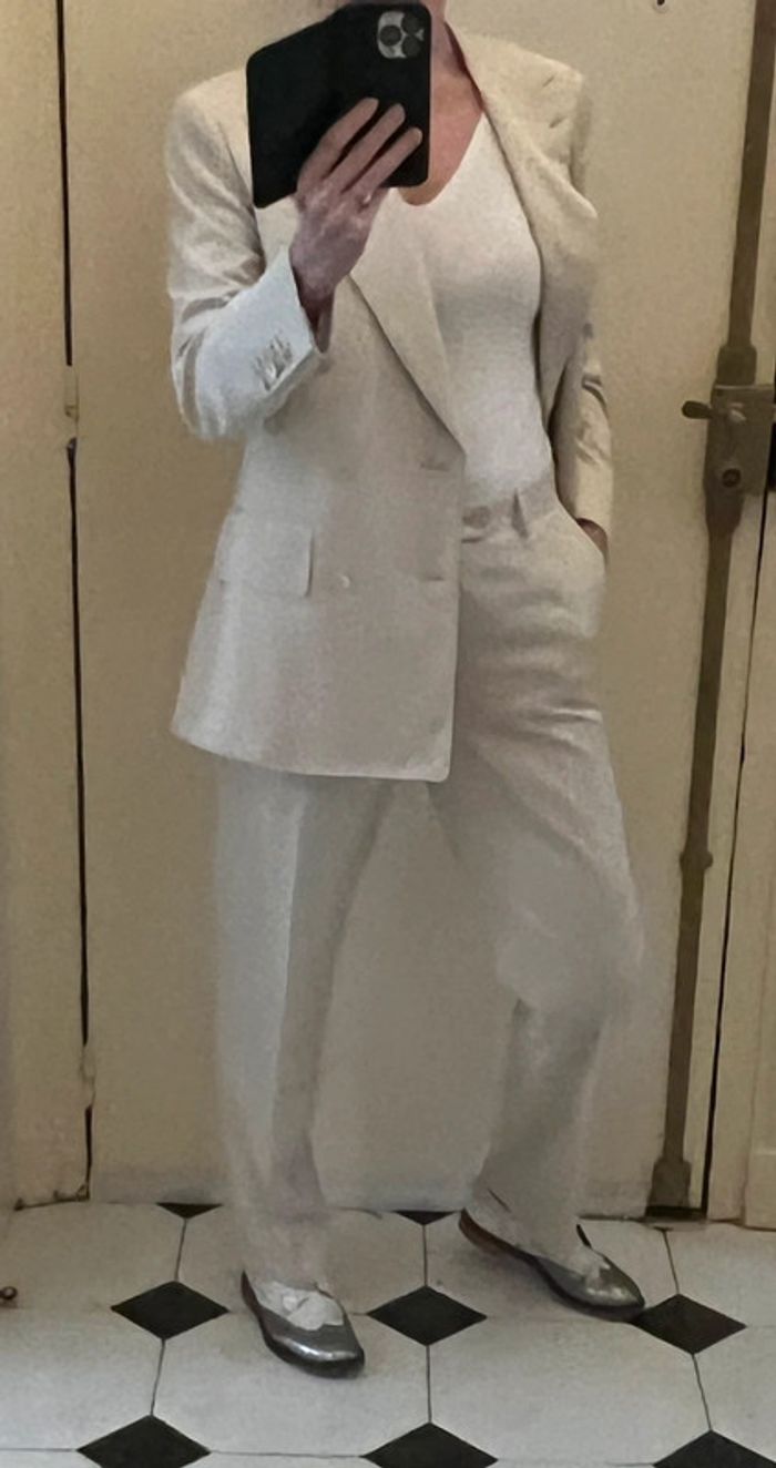 Tailleur pantalon crème en soie veste croisée 6 boutons - Suitsupply - photo numéro 7