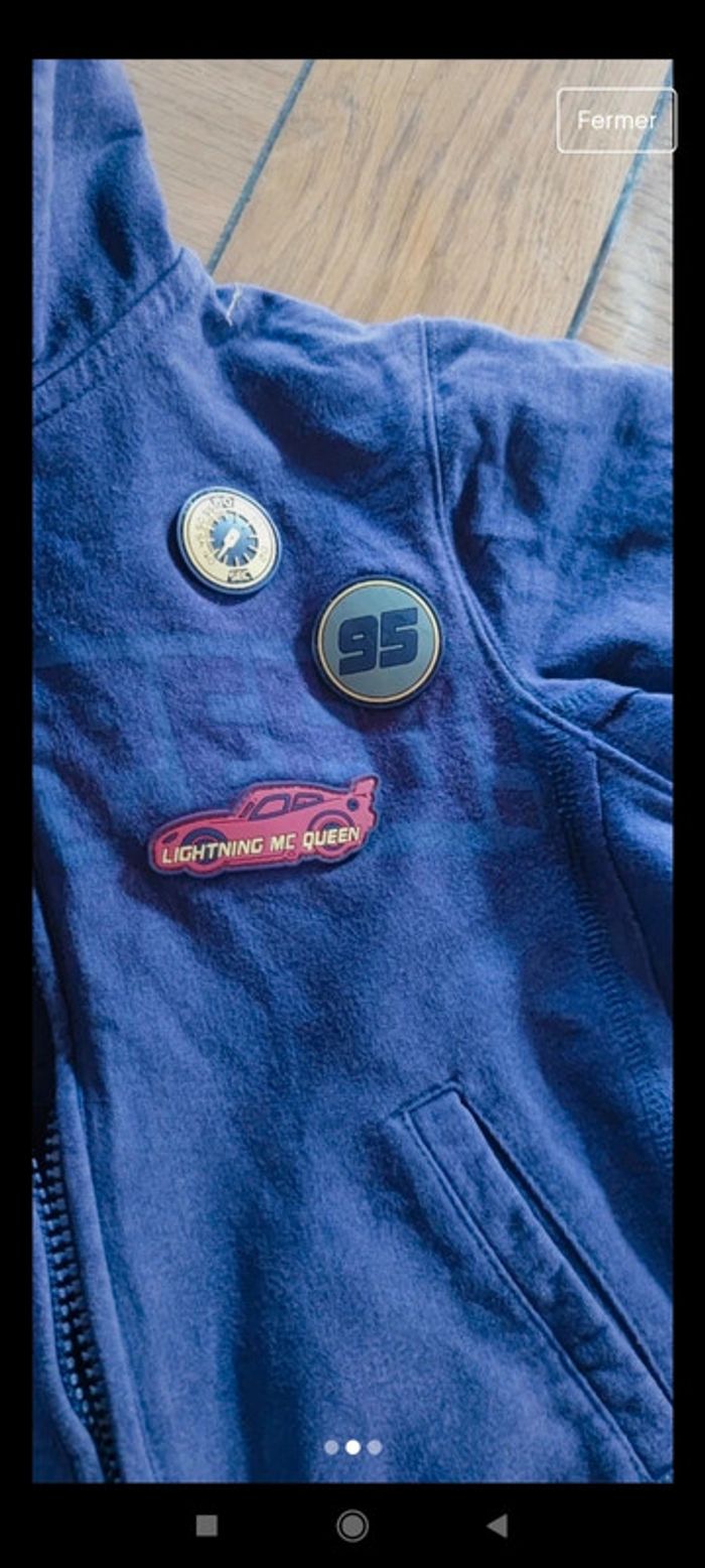 Gilet zippé à capuche cars 5/6 ans - photo numéro 2