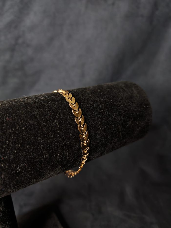 Bracelet doré maille épi chevrons – 21,5 cm –Jamais porté - photo numéro 5