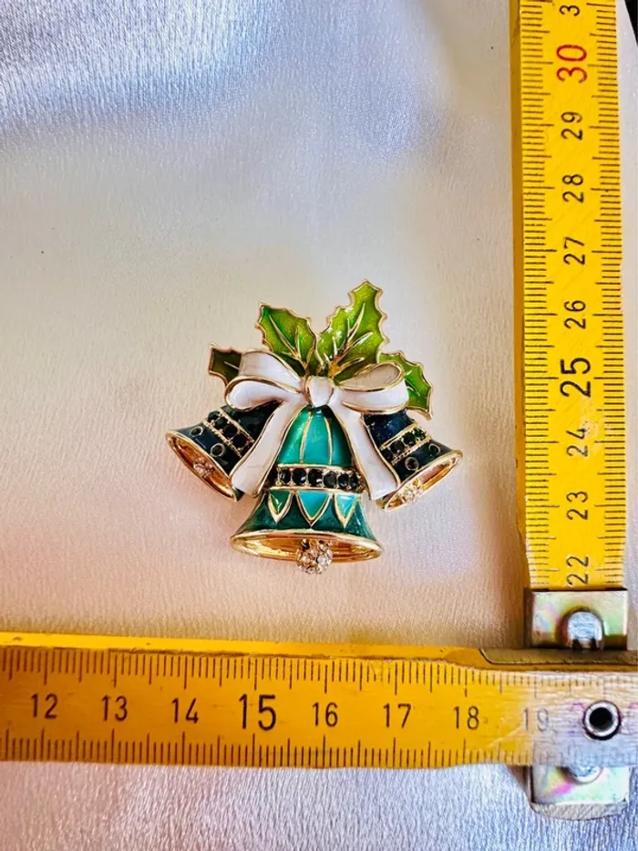 Broche vintage Napier - Cloche de Noël émaillée - photo numéro 7