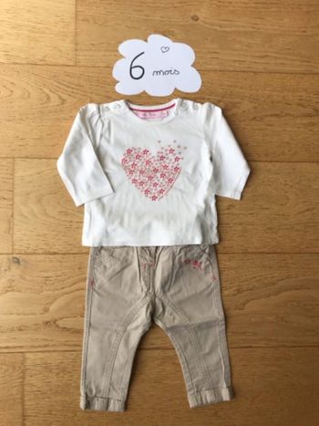 Ensemble tee shirt - pantalon toile Gemo 6 mois