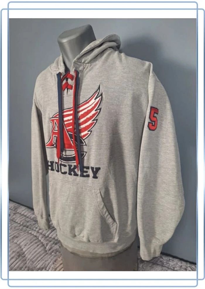 Sweat à capuche / hoodie - taille XL - gris noir brodé (327)