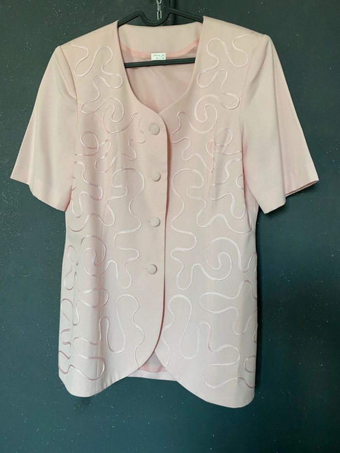 Veste longue brodée rôle pâle année 90