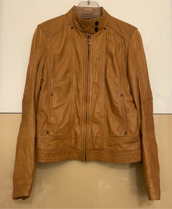 Veste en cuir camel 38