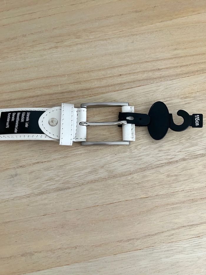 Ceinture en cuir blanc taille 115 cm - photo numéro 3