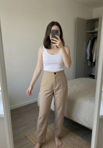 Pantalon droit beige Zara