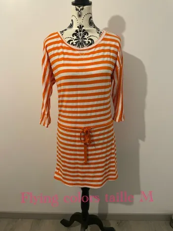 Robe neuve flying colors taille 38 orange rayure blanc