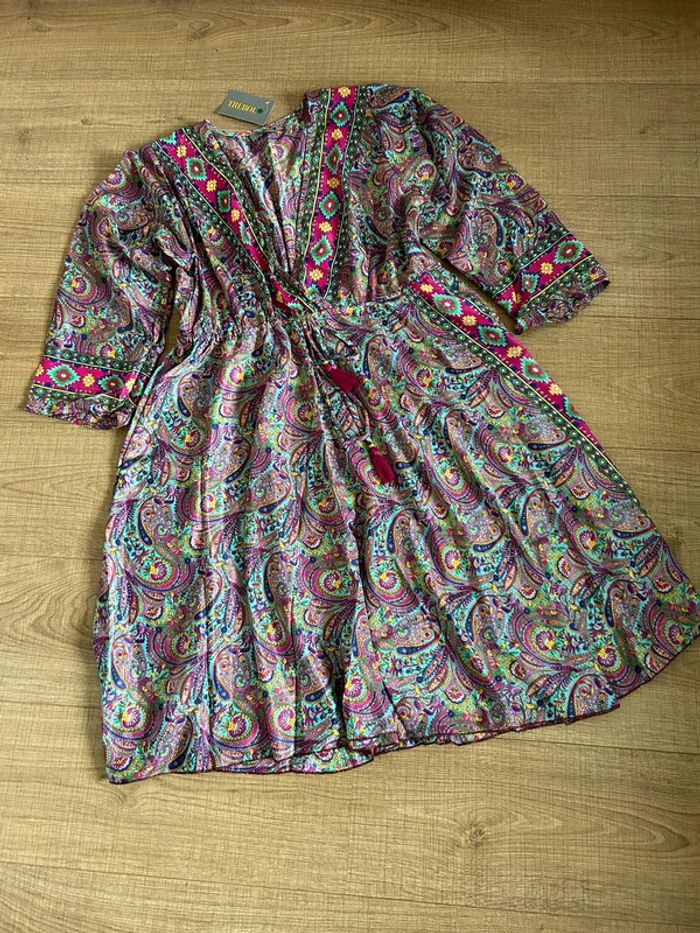 Robe imprimée neuve en soie Trebol taille unique - photo numéro 11
