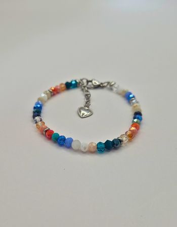 Bracelet argenté petites perles colorées