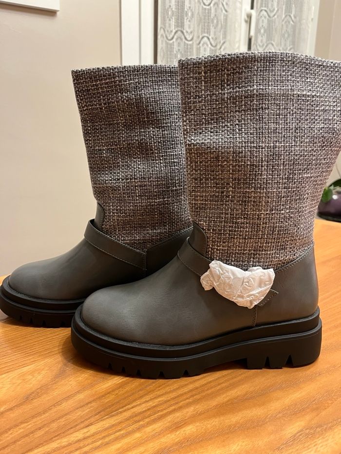 BOTTES BI-MATIERE SIMILI/TEXTILE