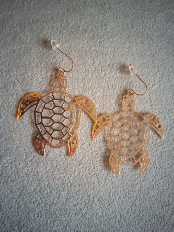 Boucles d'oreilles tortues dorées - photo numéro 2