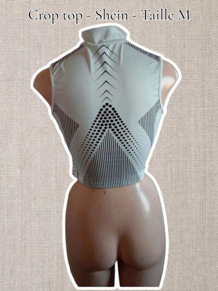 Crop top blanc motif noir confidence - Shein - Taille M - photo numéro 3