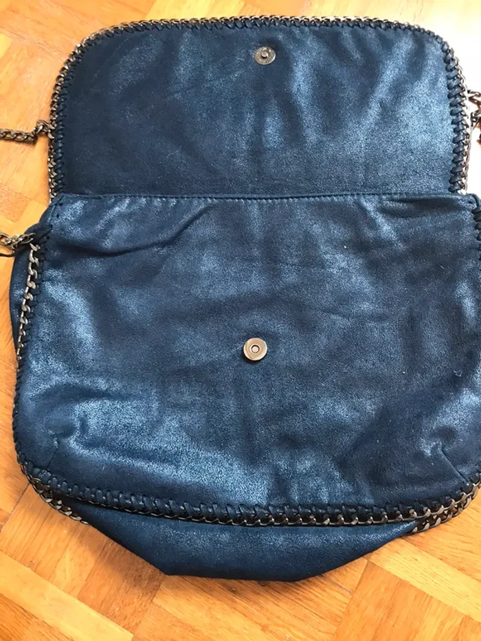 Sac en daim bleu avec chaînes - photo numéro 2