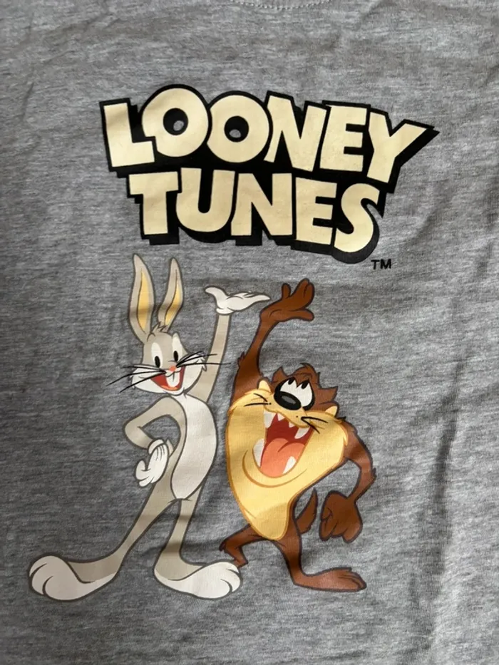 T-shirt gris imprimé Looney tunes 6 ans parfait état - photo numéro 2