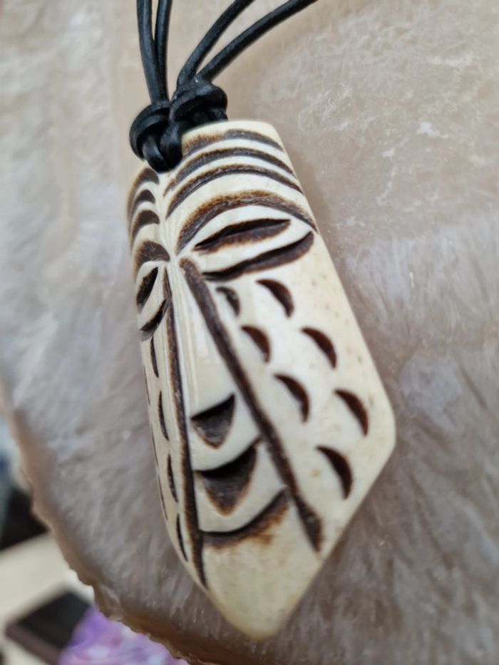 Collier Africain Maori Cuir Noir - photo numéro 6