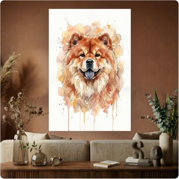 Affiche artistique “Chien Chow Chow” aquarelle poster décoration murale A3 Sans cadre