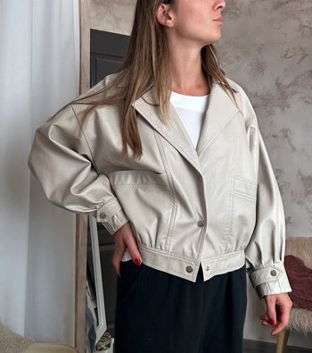 Blouson cuir gris