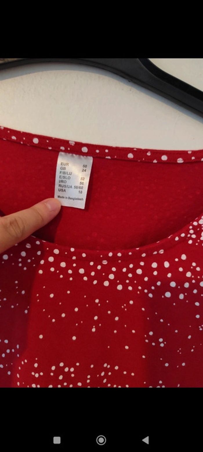Blouse bordeau/rouge à points blancs taille 52 - photo numéro 4