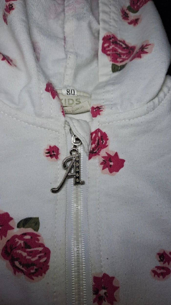 💚Veste à capuche fille – imprimé fleuri rose 12 mois - photo numéro 3
