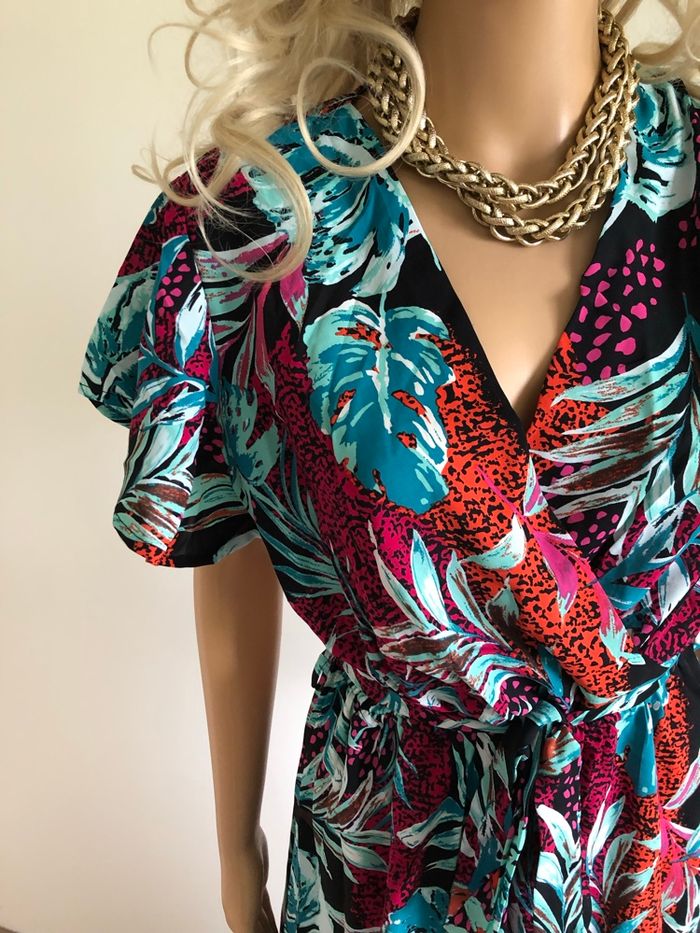 Robe longue imprimée neuve à manches courtes My Queen taille S/M - photo numéro 4