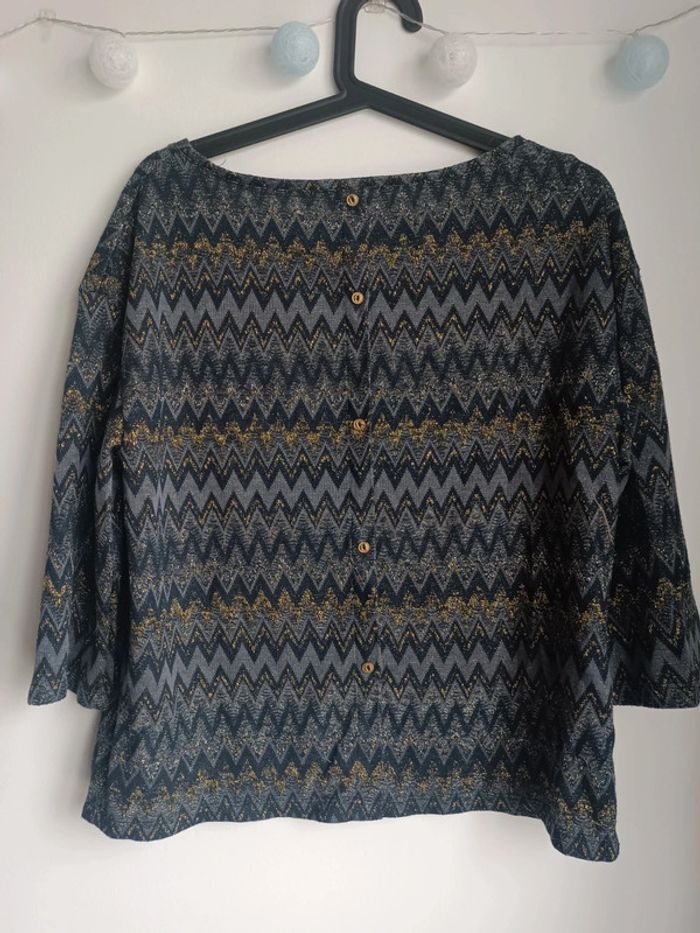 Pull fin marine dorures zig zag Promod Taille M En très bon état - photo numéro 3