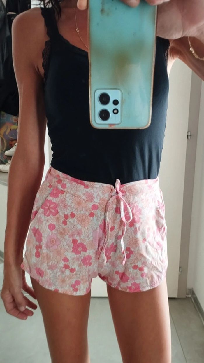 Short pyjama Etam rose fleuri TS - photo numéro 2