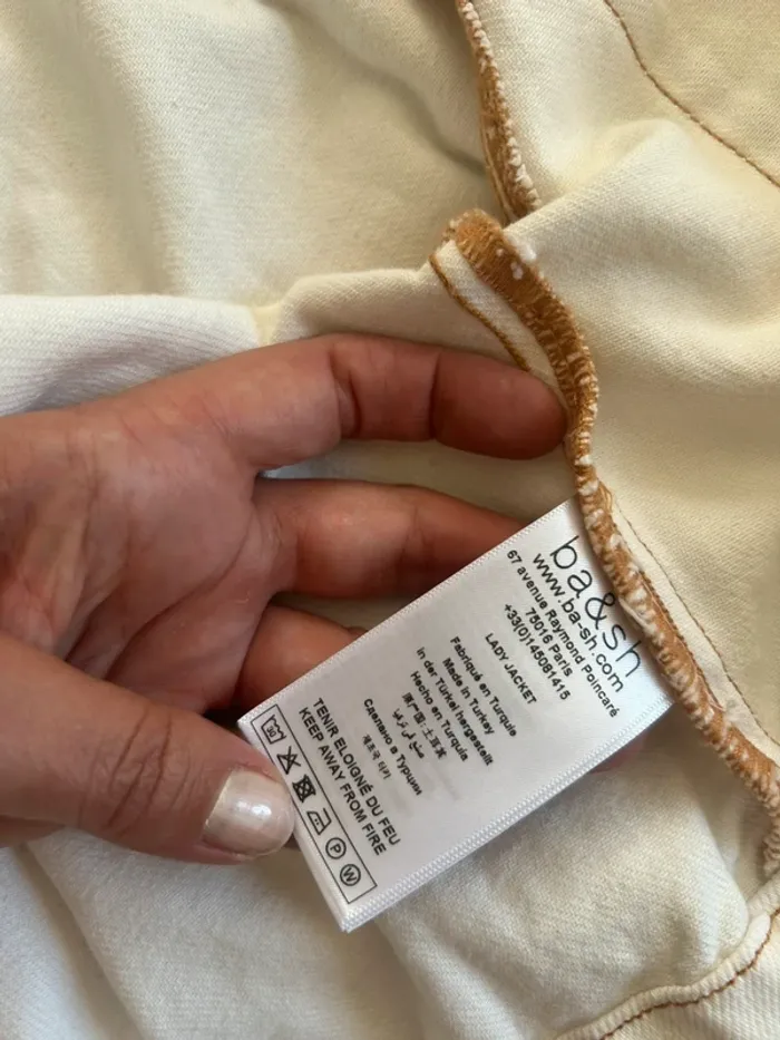 Bash veste courte jeans écru alazea taille 0/34 - photo numéro 7
