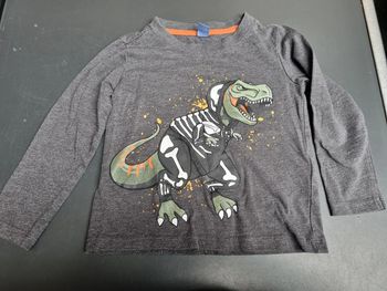 T-shirt manches longues gris avec dinosaure