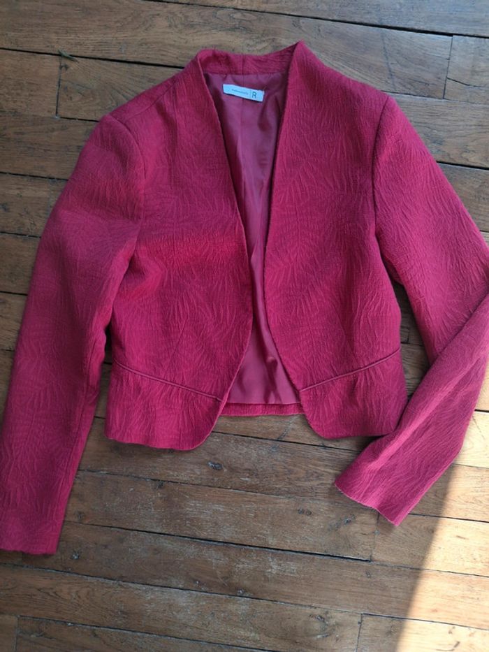 Veste blazer la redoute jacquart rose fuchsia t 36 excellent état