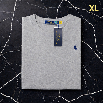 Tee Shirt Ralph Lauren pour homme - Taille XL - Gris logo brodé noir - Neuf