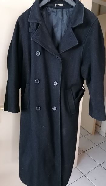 Manteau long en laine noir
