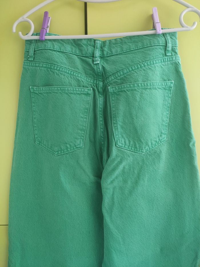 Zara jean vert jambes larges 36 - photo numéro 5