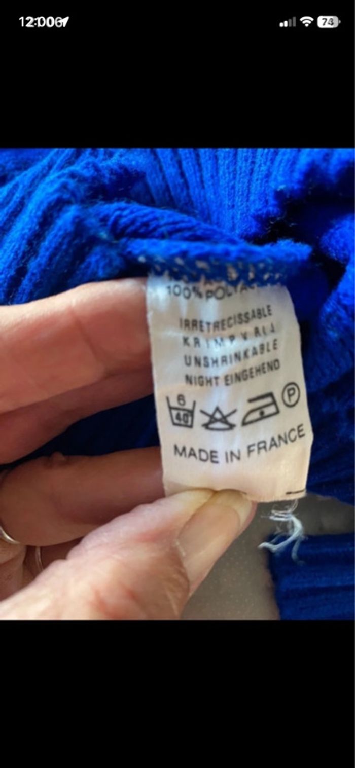 Pull bleu dur double col made in France - photo numéro 7