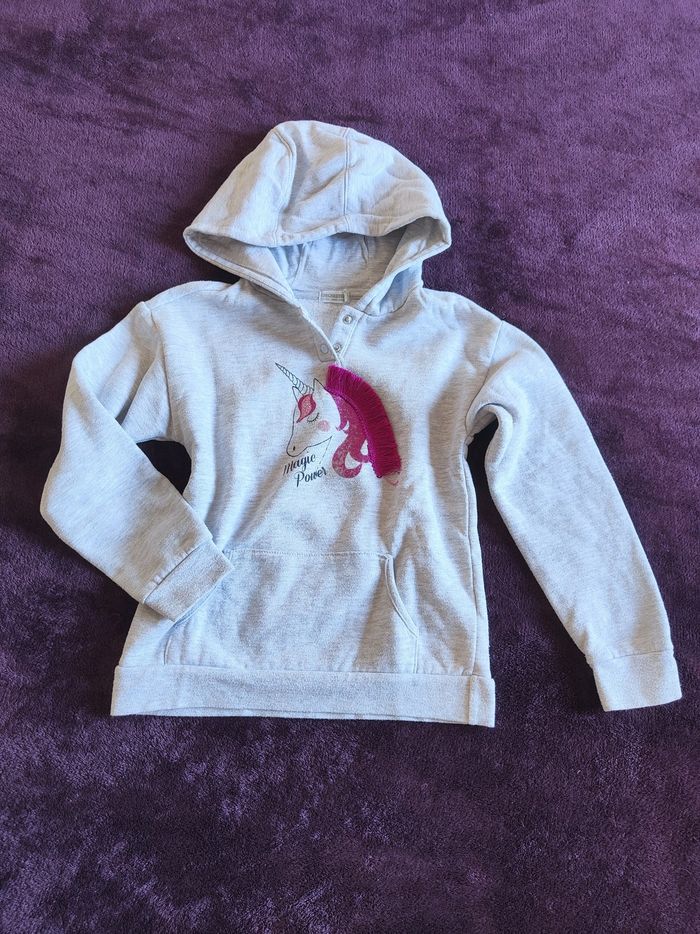 Sweat fille gris clair licorne Orchestra 8 ans