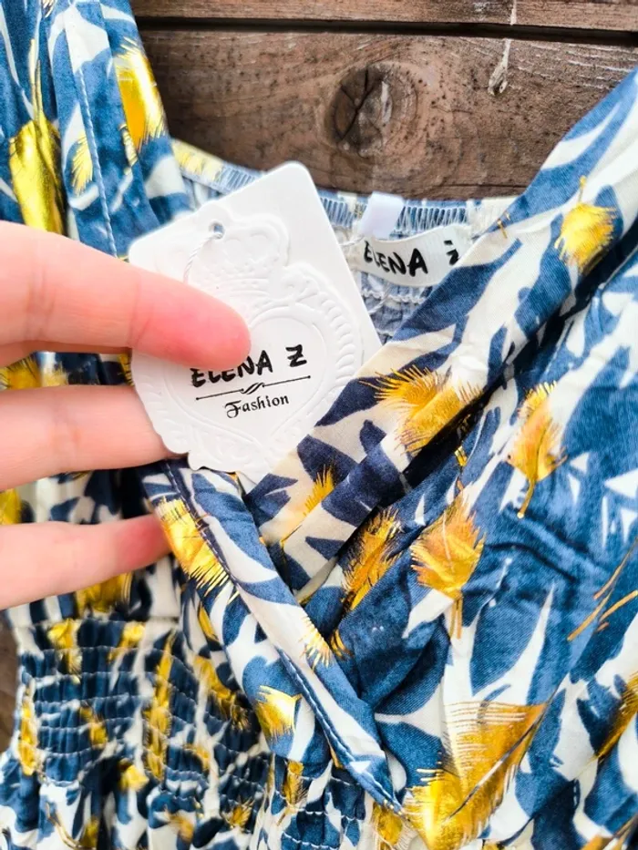 Robe longue bleue marine et beige été taille 40/42 - photo numéro 10
