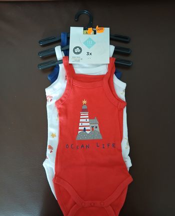 lot 3 bodies sans manches fille tex baby 60 cm 3 mois