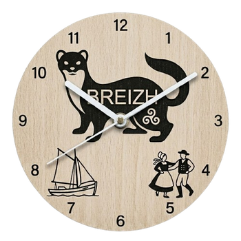 Horloge murale en bois "Breizh" - Décoration Bretonne (20cm)