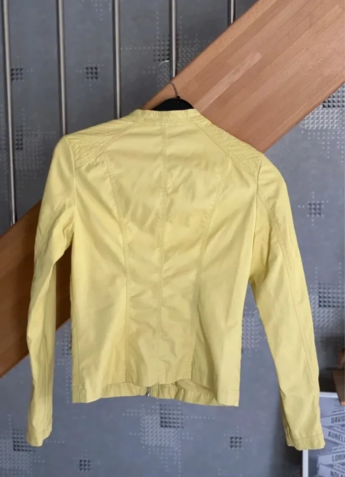 Veste simili cuir jaune pale Zuiki taille S - photo numéro 3
