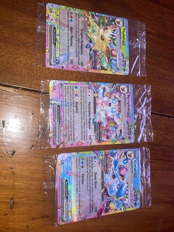 Lot de cartes Pokémon Phyllali ex, Nymphali ex, Givrali ex. Promo stamp évolutions prismatiques 